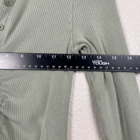 Abercrombie & Fitch Green Ribbed Shirt Dress Green Size XXS Ruched Knit - Picture 8 of 8